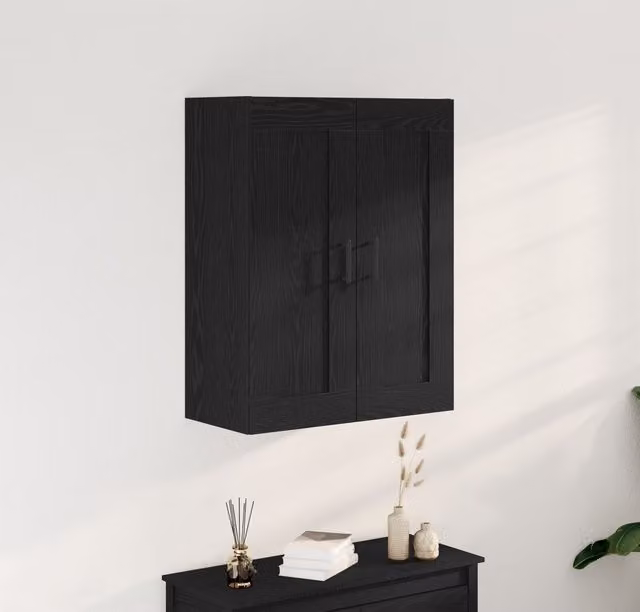 Berkfield Home Black Oak Highboard with Hinged Doors and Internal Shelves, W: 69.5 cm, D: 34 cm, H: 90 cm – 1