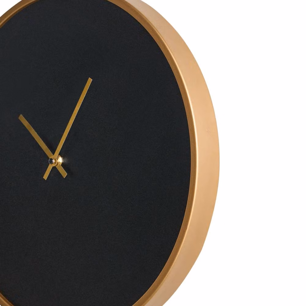 Wyld and Coco Minimalist Round Analog Wall Clock in Black and Gold – 5