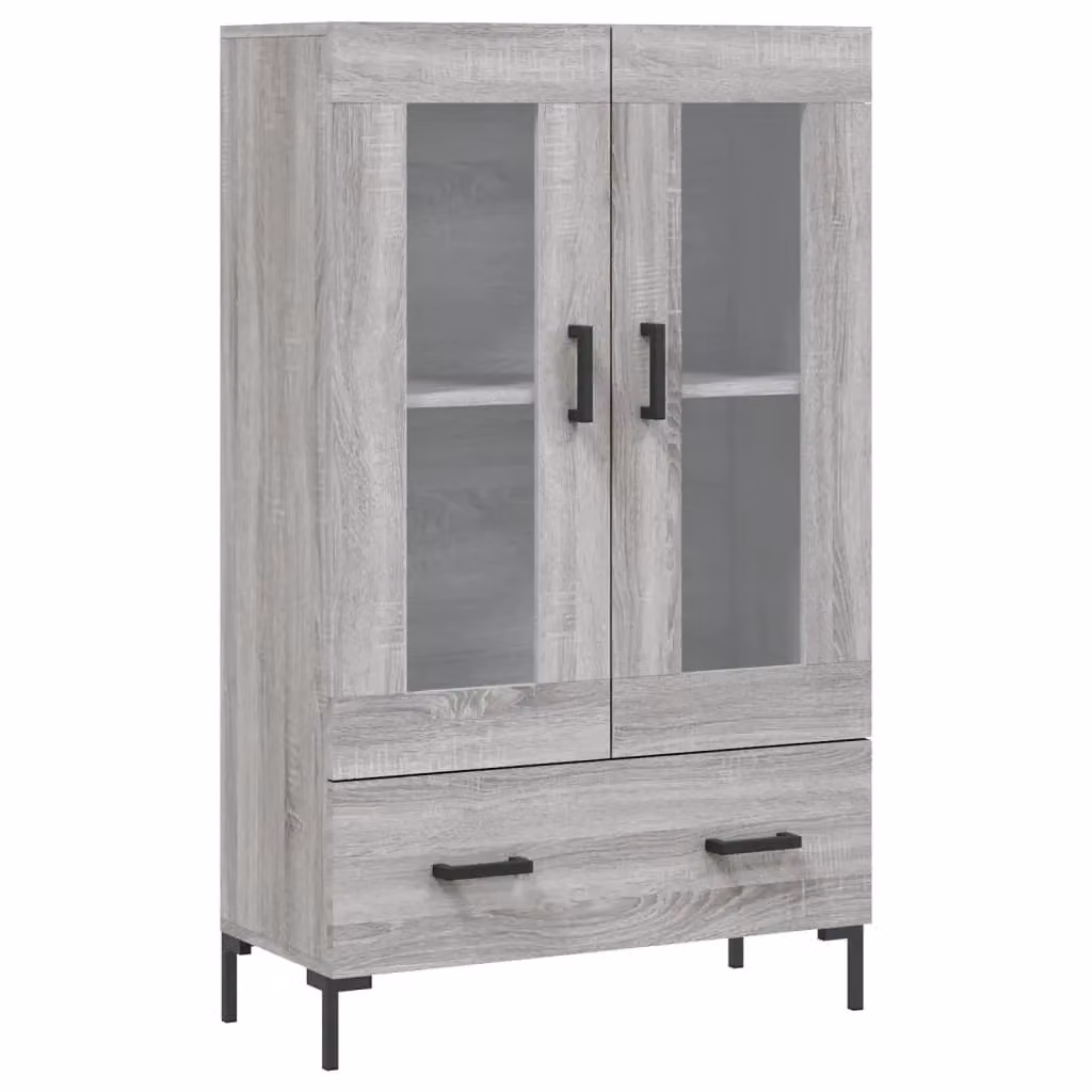 Berkfield Home Modern Grey Sonoma Highboard with Glass Doors, W/D/H: 69.5 x 31 x 115 cm – 2