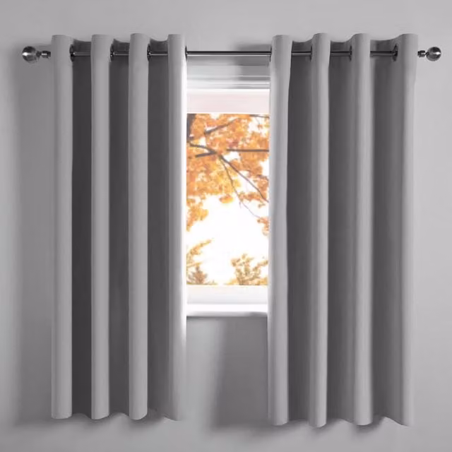 OHS Kids Plain Blackout Eyelet Curtains in Silver Grey, Width: 167.64 cm, Drop: 137.16 cm