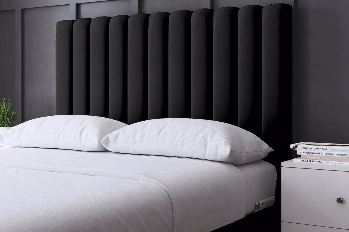 DS Living Evangaline Black Panel Ottoman Bed with Headboard, Single, W: 100 cm, L: 215 cm – 3