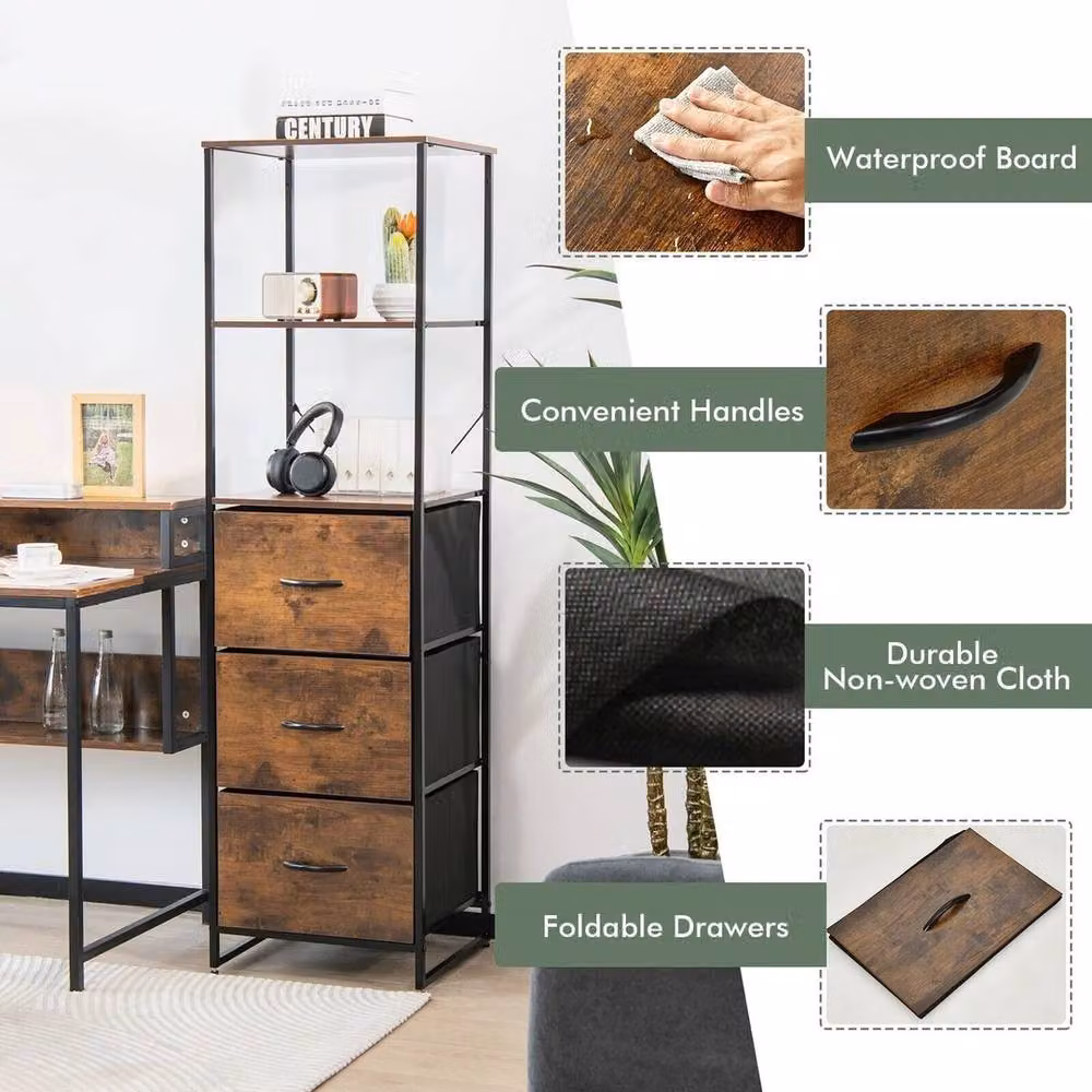Kelvenix Industrial 3 Drawer Storage Chest in Brown – 4