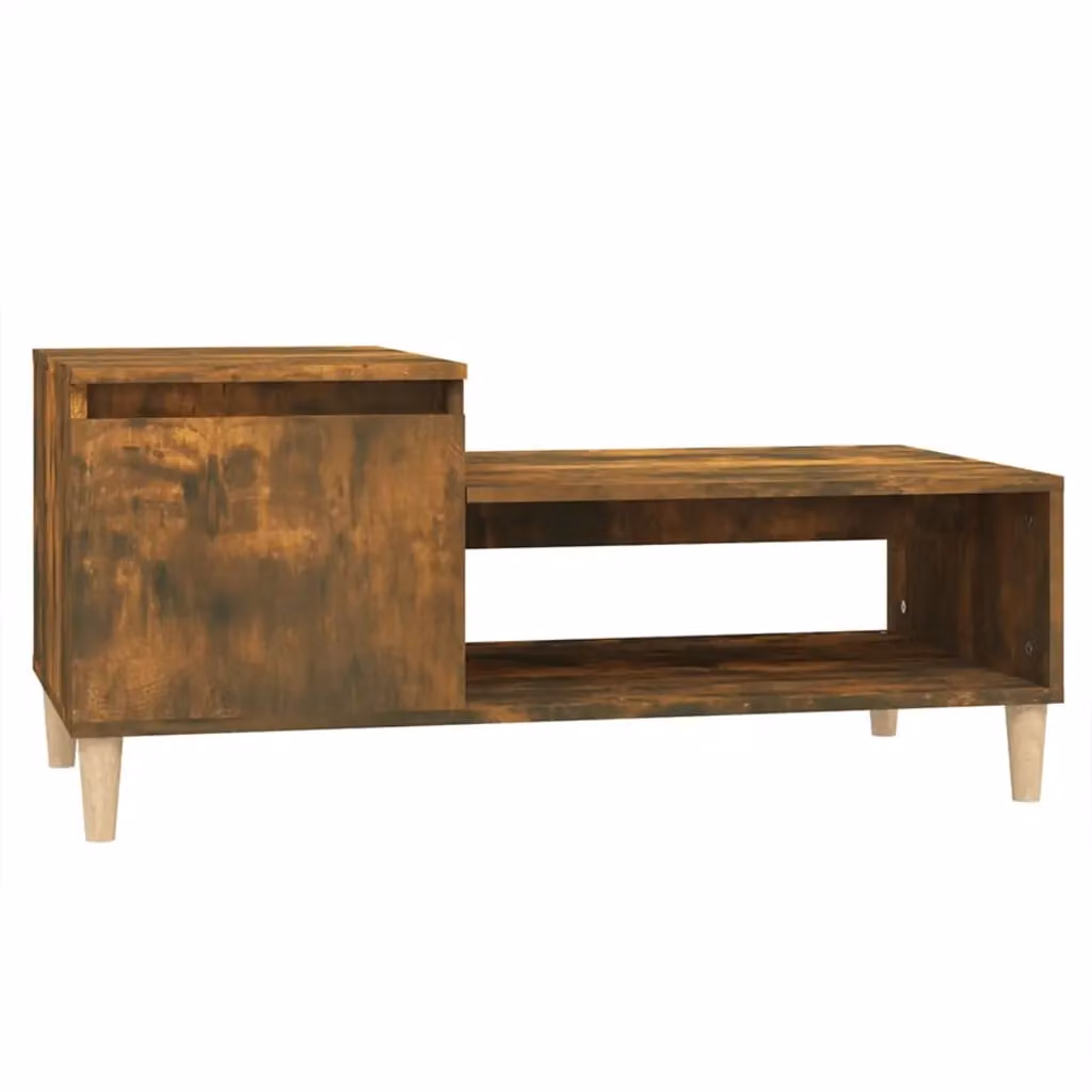 Berkfield Home Smoked Oak Coffee Table in Brown, W/D/H: 100 x 50 x 45 cm – 2