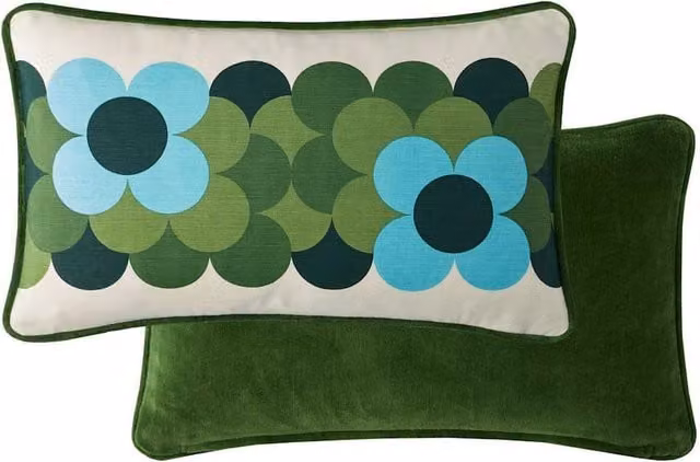 Orla Kiely Green Mix Retro Striped Rectangular Cotton Cushion