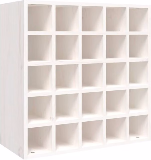 Berkfield Home White Rustic Solid Pine Wall Mounted Wine Cabinet with Bottle Rack W/D/H: 56 x 25 x 56 cm
