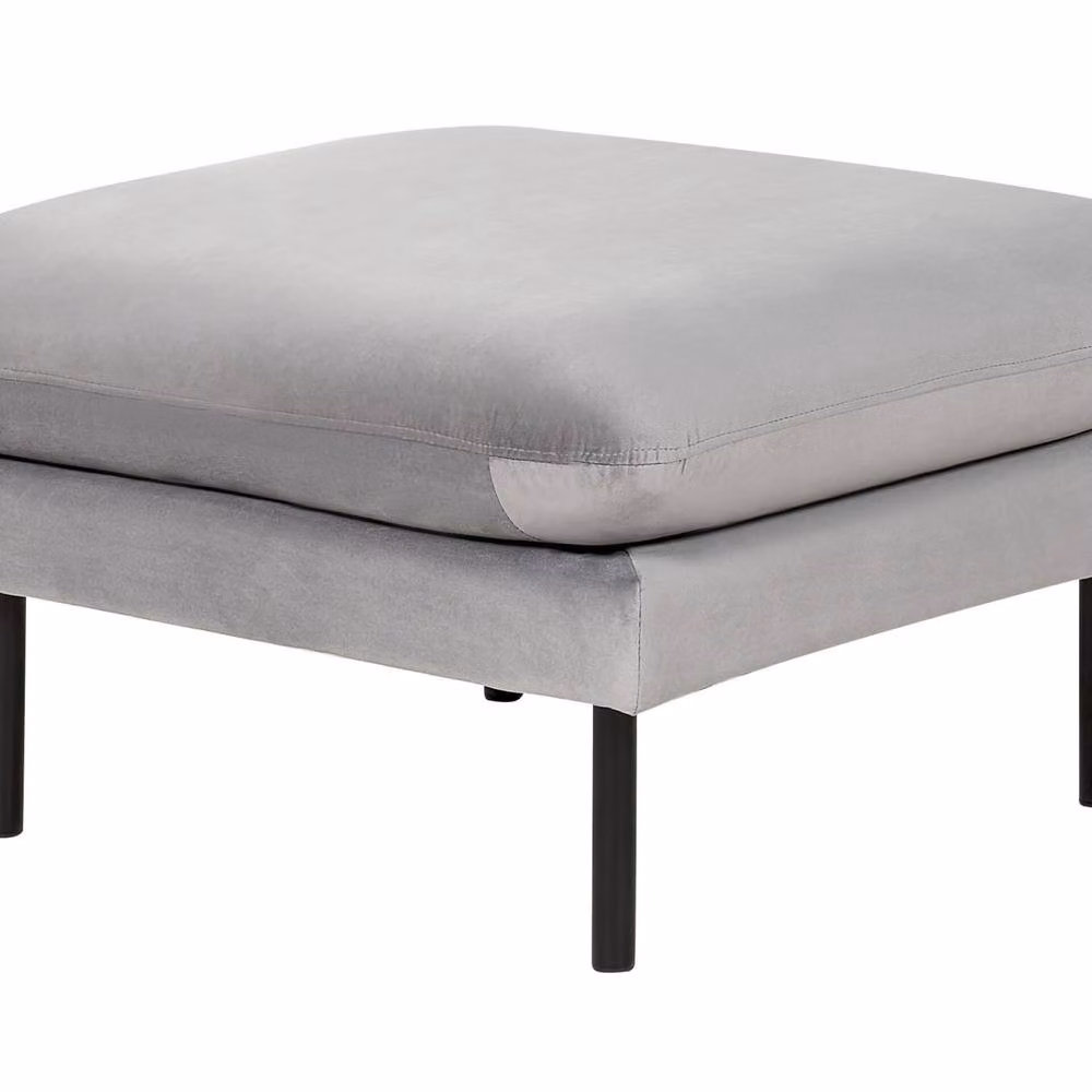 Wyld and Coco Glamour Velvet Square Ottoman Footstool in Grey with Aluminium Frame – 2