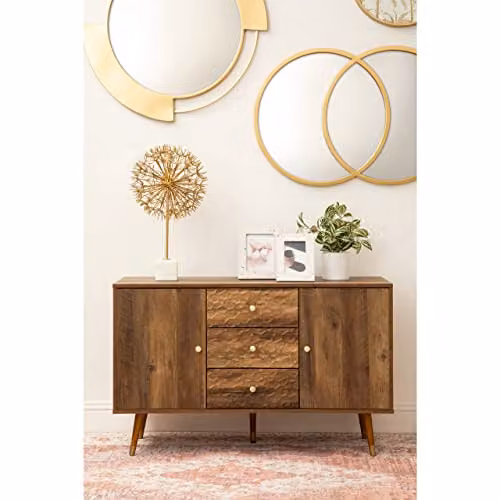 Orsina Industrial Two Door Wood Sideboard in Brown, W: 114 cm, D: 39 cm, H: 70 cm – 2