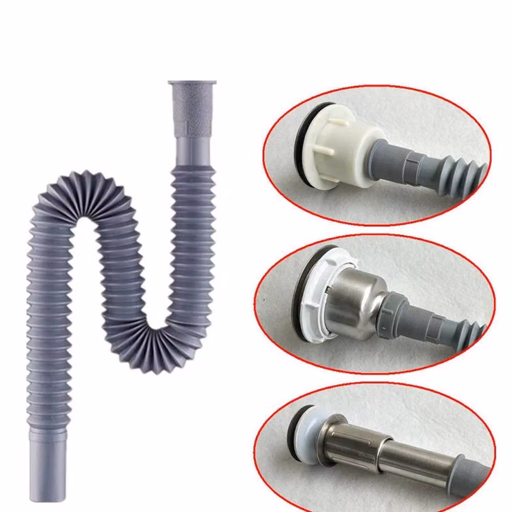 NESTLUNE 5-Piece Set of Collapsible Flexible Caravan and Motorhome Drainage Waste Pipes, Grey, W/D/H: 520 x 520 x 1000 cm – 5