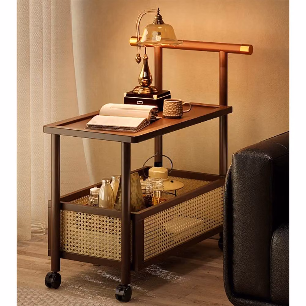 FORGEVIO Adjustable Height Mobile Laptop Desk with Castors in Brown – 4