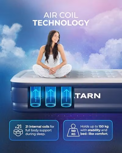Gatarn Single Inflatable Air Bed with Built-in Electric Pump, Blue, W/D/H: 191 x 99 x 46 cm – 3