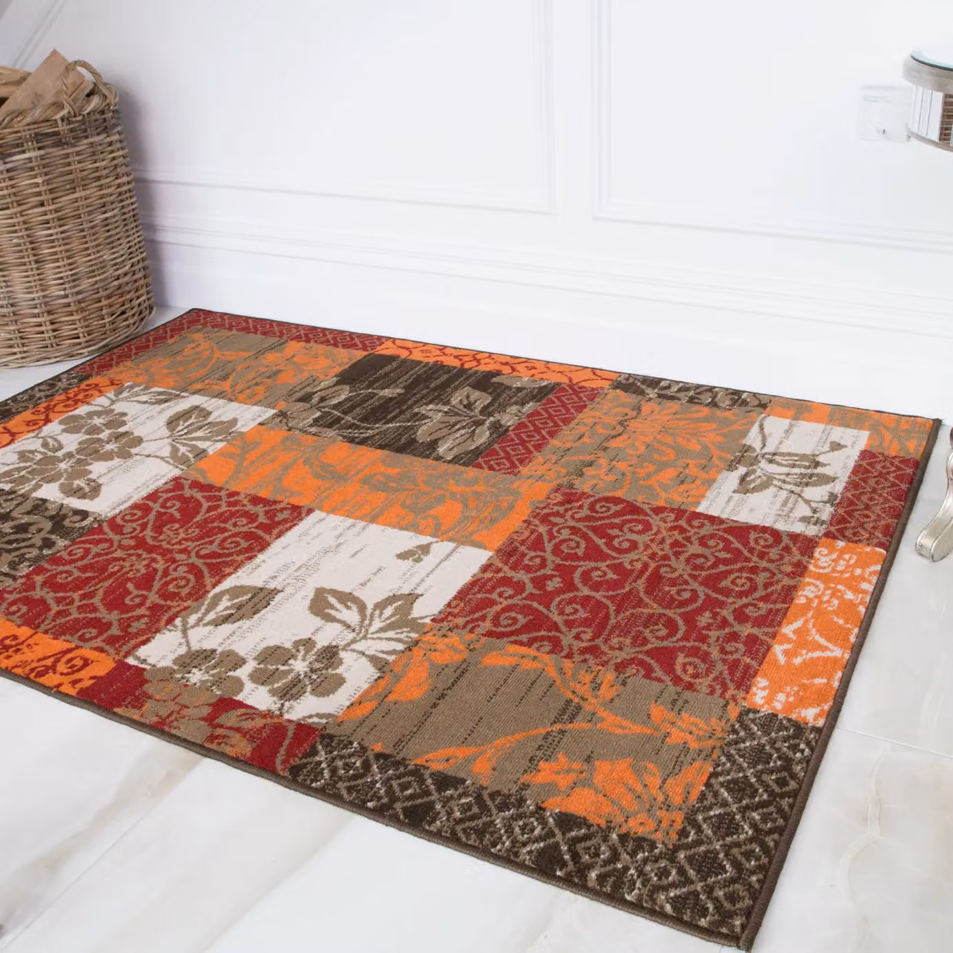 Kukoon Red Terracotta Brown Traditional Patchwork Living Area Rug, W: 190 cm, L: 280 cm – 3