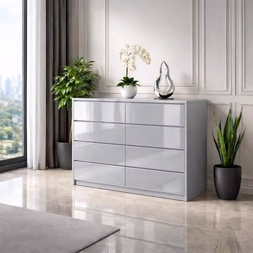 Harmin Handleless High Gloss 8 Drawer Sideboard in Grey W/D/H: 120 x 40 x 99 cm – 3