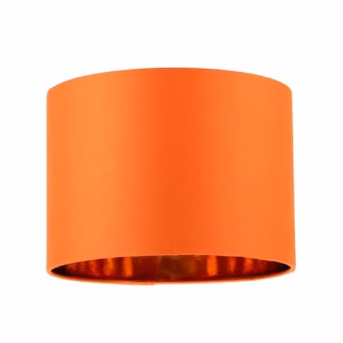 Happy Homewares Orange Cotton Fabric Round Pendant Lamp Shade, W: 18 cm, H: 25 cm