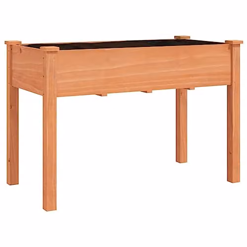 vidaXL Wooden Planter with Liner, Brown, W: 118 cm, D: 59 cm, H: 76 cm