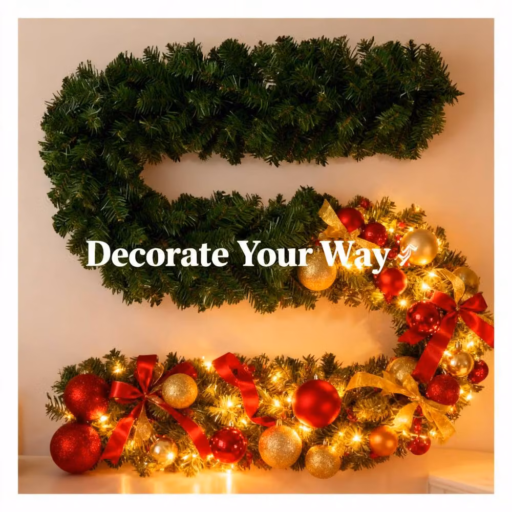 Shatchi Alaskan Green Christmas Garland, 2-Pack of Thick and Bushy Festive Foliage Decor – 6