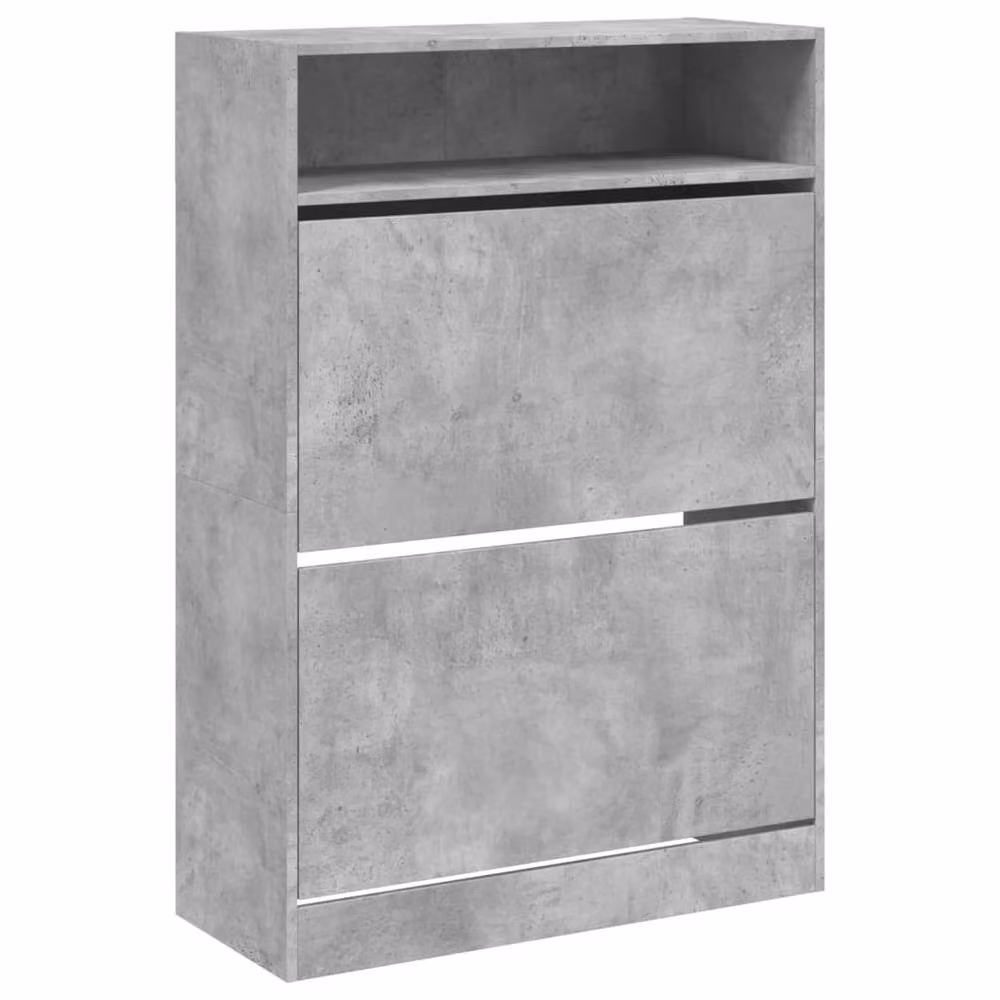 Berkfield Home Modern Shoe Cabinet in Concrete Grey with 2 Tilting Compartments, W/D/H: 80 x 34 x 116 cm – 2