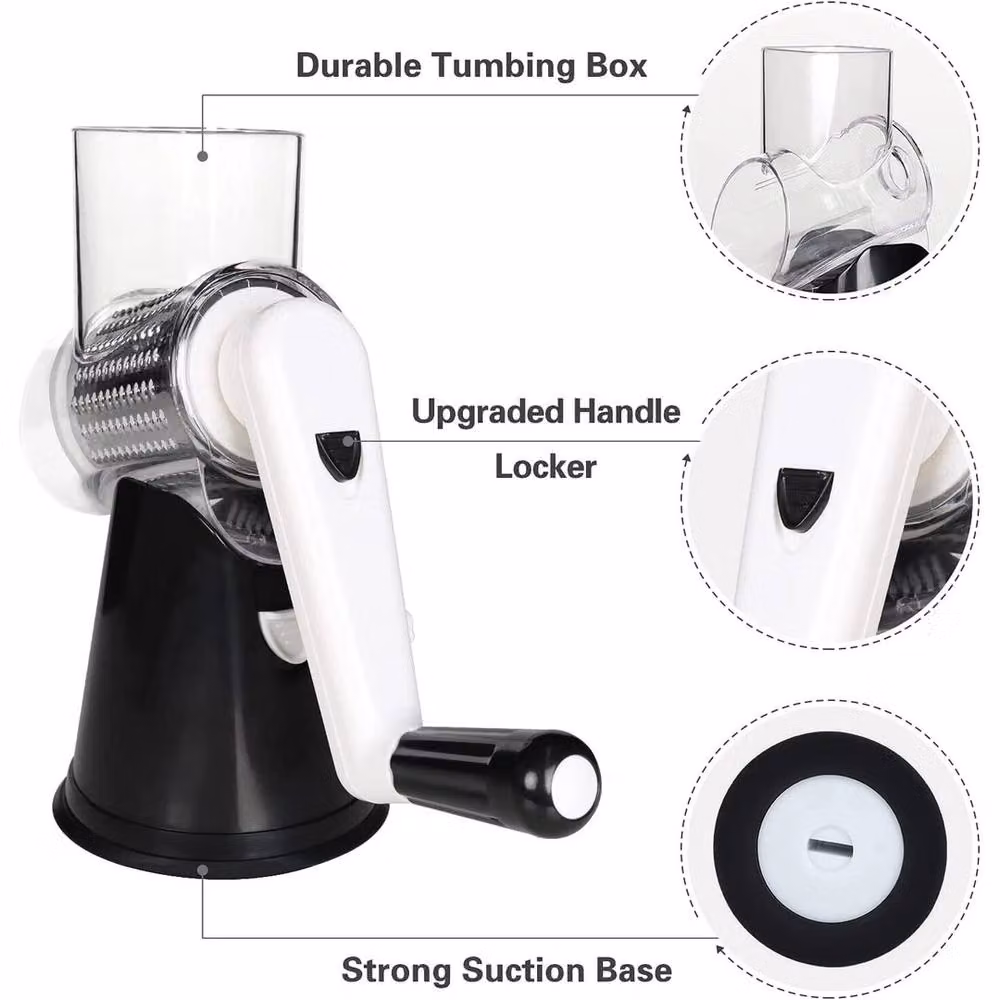 NESTLUNE Rotary Round Cheese Grater and Vegetable Spiralizer in Black, W/D/H: 15 x 15 x 15 cm – 2