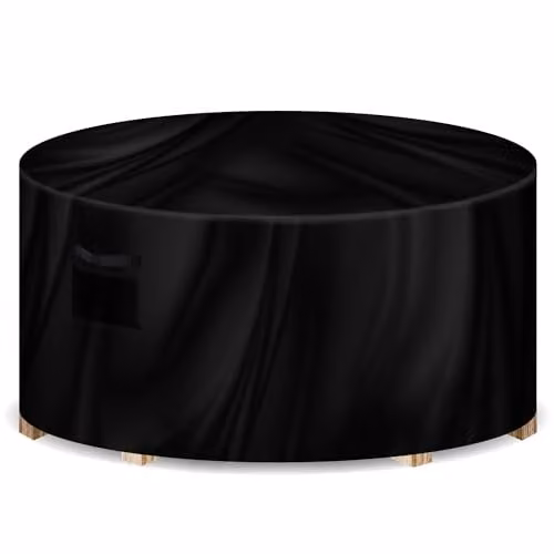 Gracious Gardens Waterproof Round Outdoor Patio Garden Furniture Cover in Black, W/D/H: 190 x 80 x 80 cm – 1