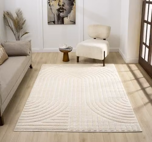 Desire Rugs Isabella Scandi Boho Geometric Living Room Area Rug in Cream, W: 160 cm, D: 230 cm