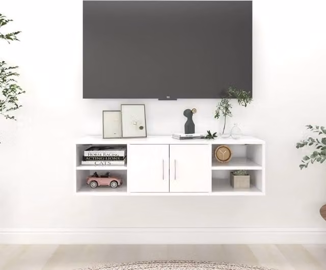 Berkfield Home Wall Mounted Shelf in White, W/D/H: 102 x 29 x 29 cm – 1