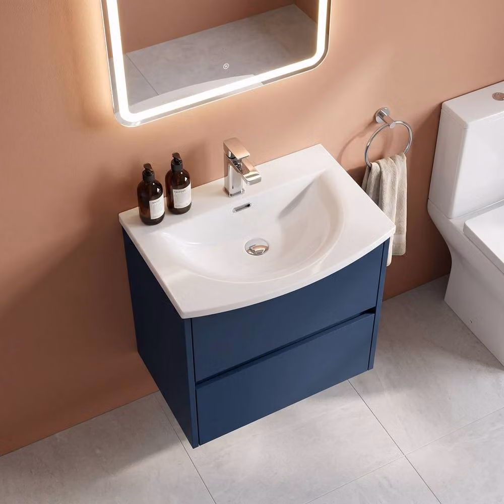 Balterley Chartley Contemporary 2 Drawer Wall Hung Vanity Basin Unit, Blue, W: 60 cm – 2
