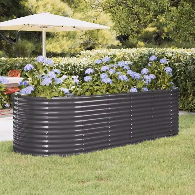 Berkfield Home Garden Powder-coated Steel Raised Bed in Anthracite Black, W/D/H: 249 x 100 x 68 cm – 1
