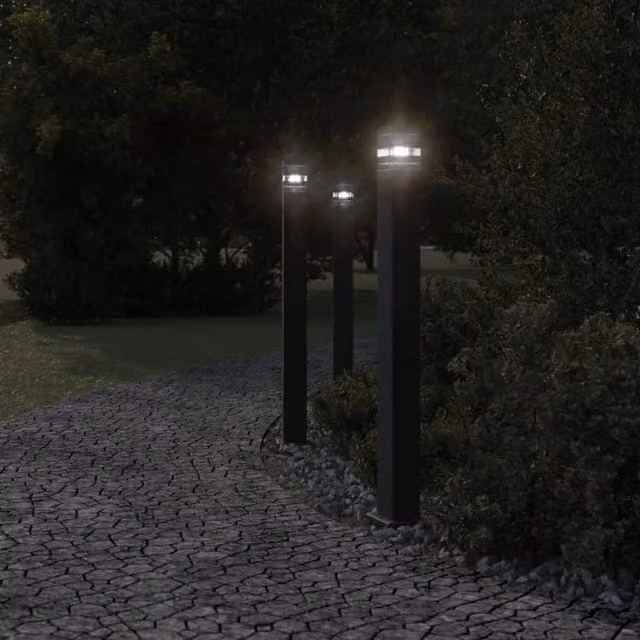 Berkfield Home Modern Black Aluminium Outdoor Floor Lamp, Height: 110 cm – 1