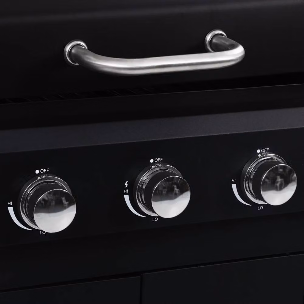 Berkfield Home Gas Charcoal Combo Grill with 3 Burners in Black, W/D/H: 159 x 101.5 x 52.5 cm – 3