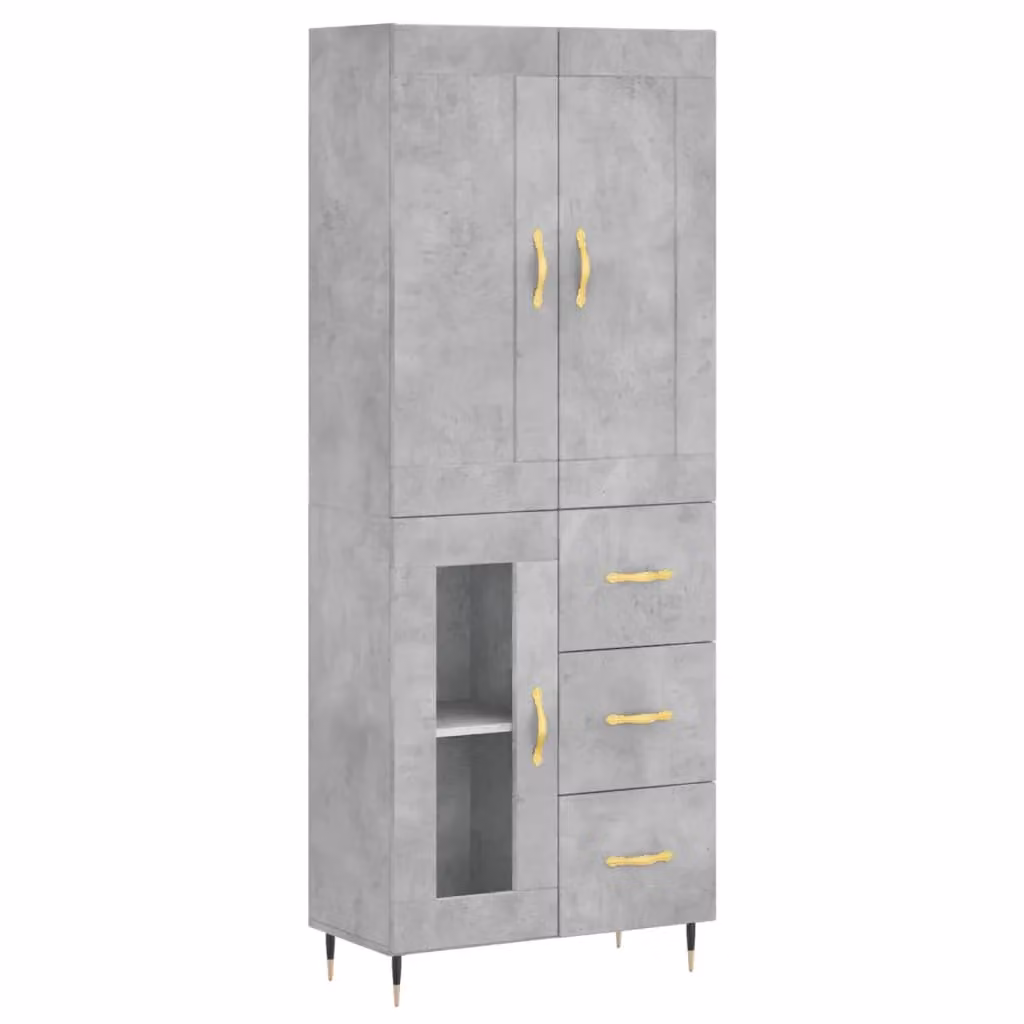 Berkfield Home Highboard in Concrete Grey, W/D/H: 69.5 x 34 x 180 cm – 2