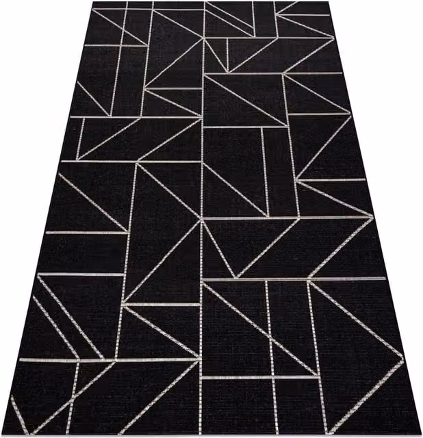 RugsX Floorlux Modern Rectangular Rug in Black, W: 140 cm, L: 200 cm