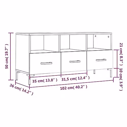 vidaXL Modern Black TV Cabinet in Wood and Metal, W/D/H: 102 x 36 x 50 cm – 3