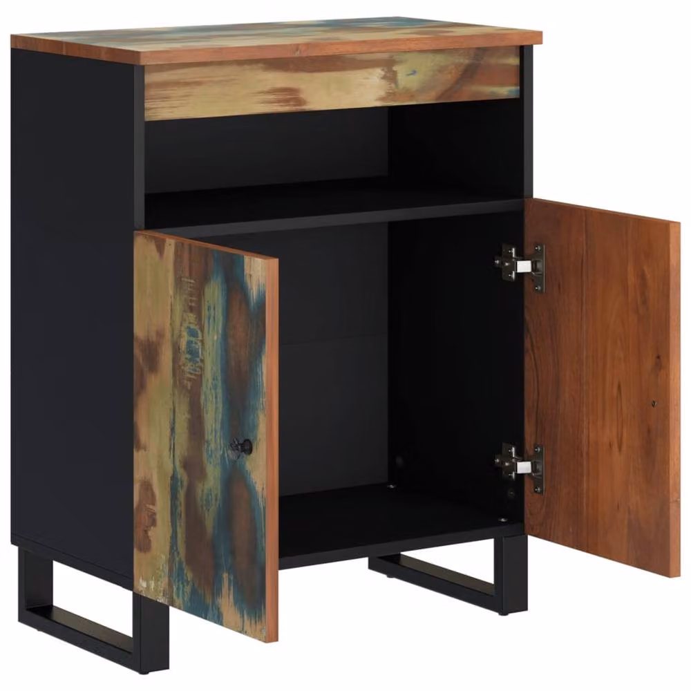 Berkfield Home Reclaimed Solid Wood Sideboard with 2 Doors, Multicolour, W/D/H: 60 x 33 x 75 cm – 4