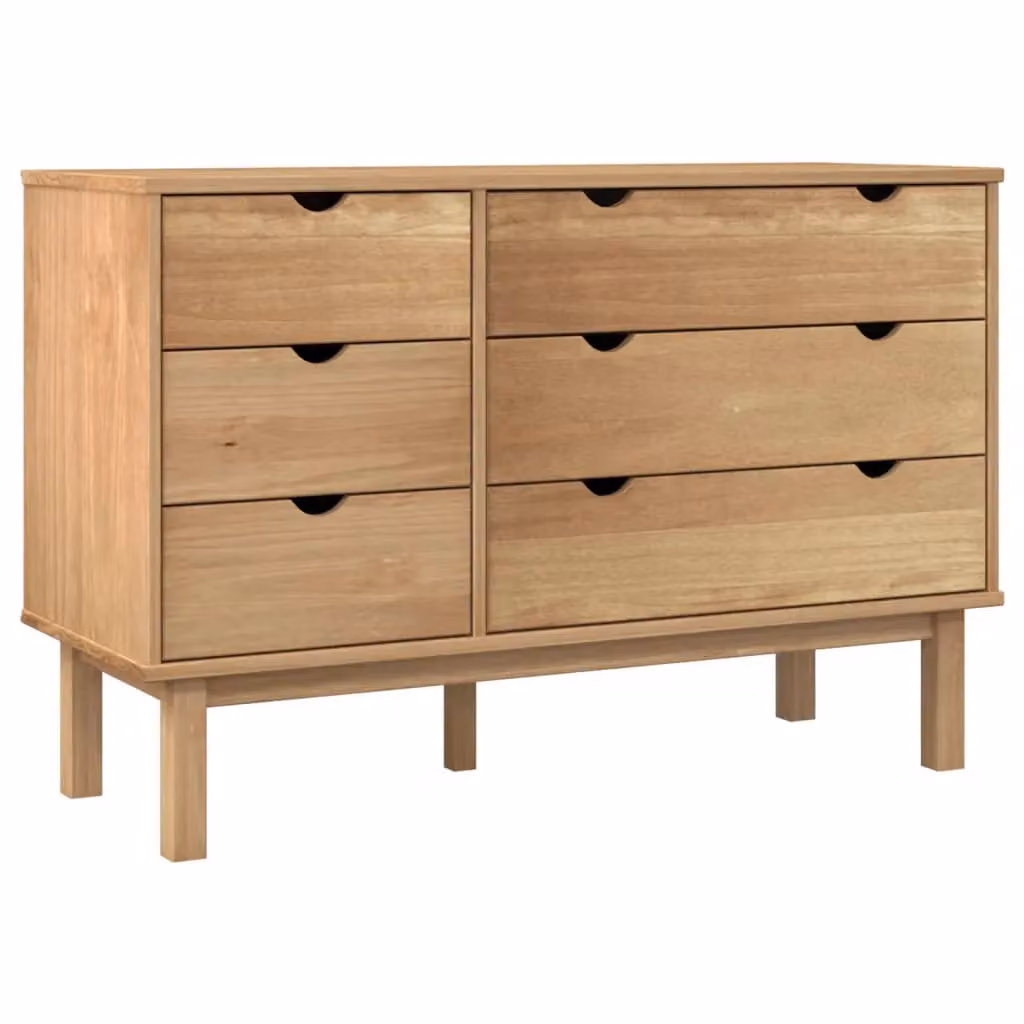Berkfield Home OTTA Solid Wood Pine Drawer Cabinet in Brown W/D/H: 111 x 43 x 73.5 cm – 2