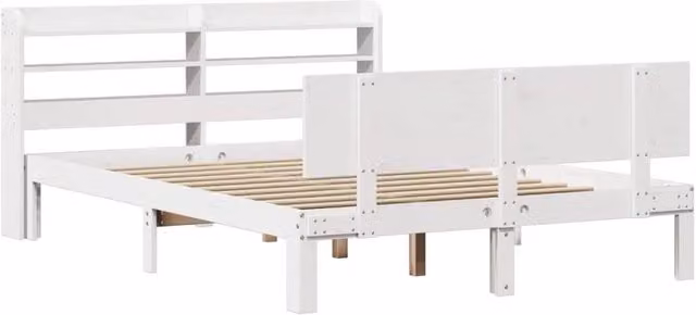 Berkfield Home Beautiful Bed Frame with Headboard in White, W/D/H: 140 x 190 x 82 cm