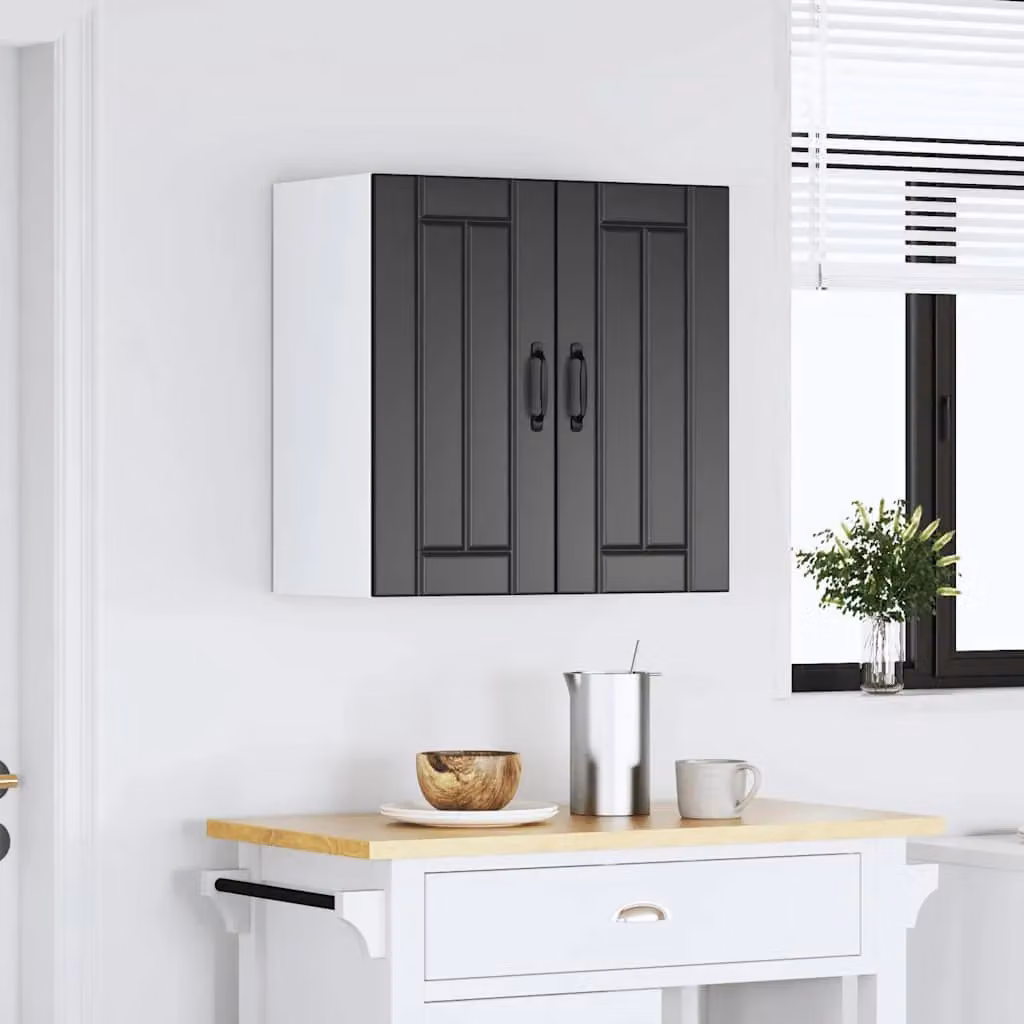Berkfield Home Lucca Black Wall Mounted Kitchen Cabinet with Glass Doors – 3
