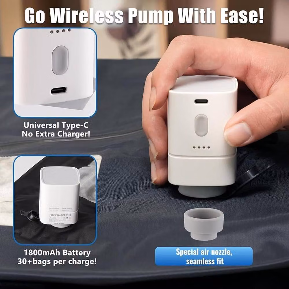 ATEK 10 Pack Reusable Vacuum Storage Bags with Wireless Air Pump in Clear – 2