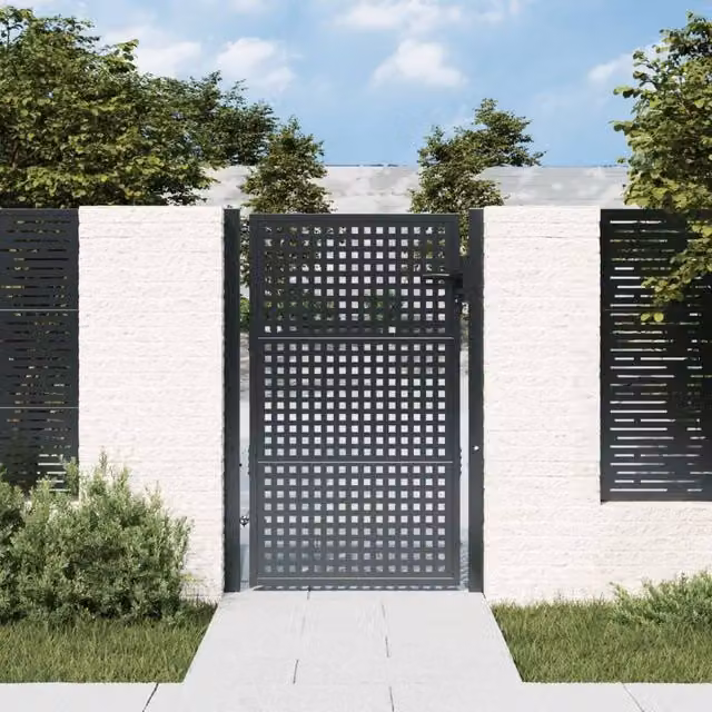 Berkfield Home Steel Wire Mesh Garden Gate in Anthracite, W: 105 cm, H: 200 cm