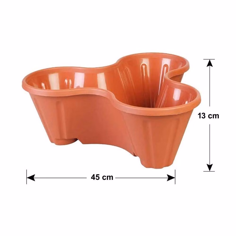 EONLION Set of 6 Trio Stacking Plastic Garden Planter Tubs in Terracotta Brown – 2