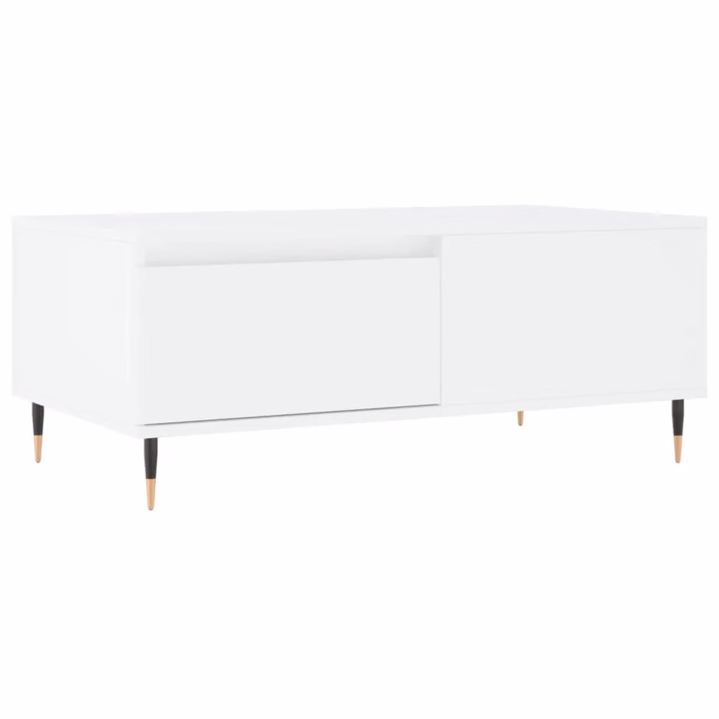 Berkfield Home White Modern Rectangular Coffee Table in Engineered Wood W/D/H: 90 x 50 x 36.5 cm – 2