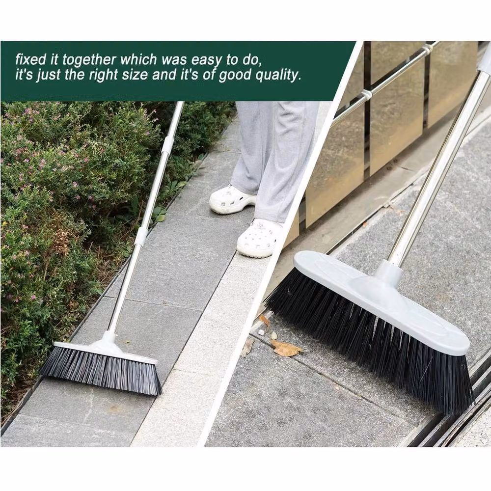 VOGREX Heavy Duty Stainless Steel Garden Broom in Black, Height: 120 cm – 3
