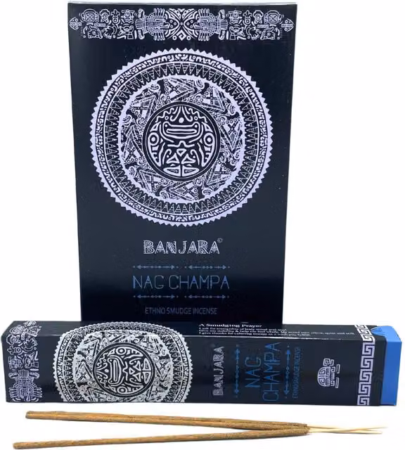 Banjara Tribal Nag Champa Incense Sticks, Spicy and Woody Aromatherapy, Brown and Black