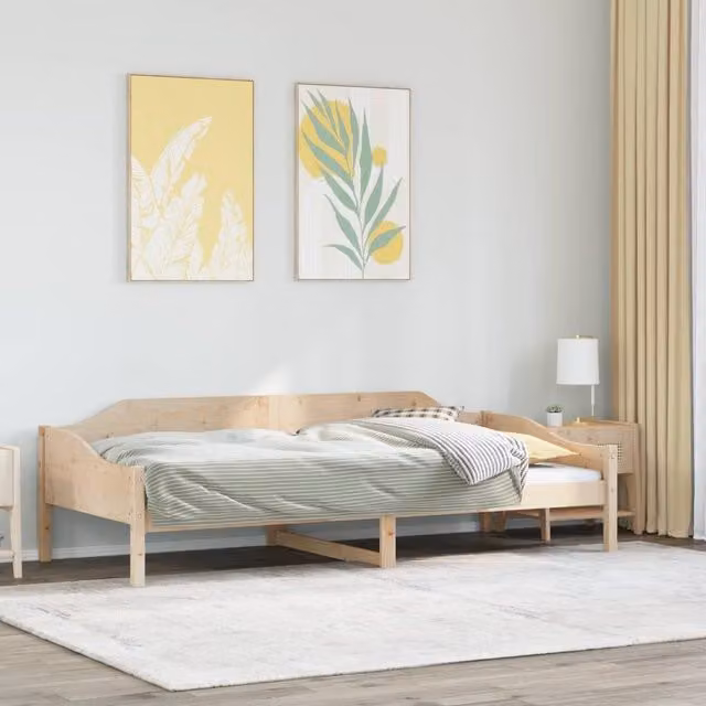 Berkfield Home Single Solid Wood Pine Bed Frame in Brown, W/D/H: 90 x 190 cm