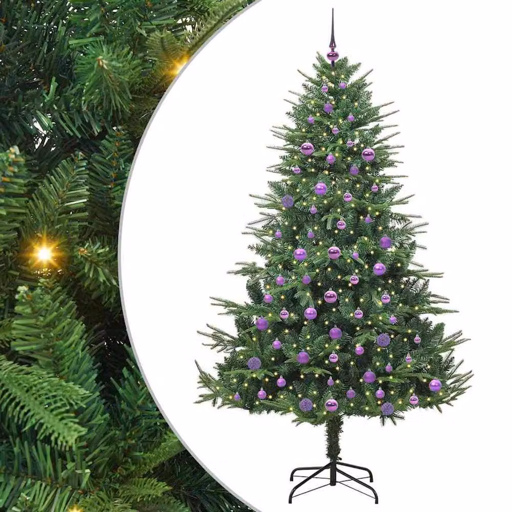 Berkfield Home Pre-lit Artificial Christmas Tree with Ball Set, Green, Height: 210 cm – 2