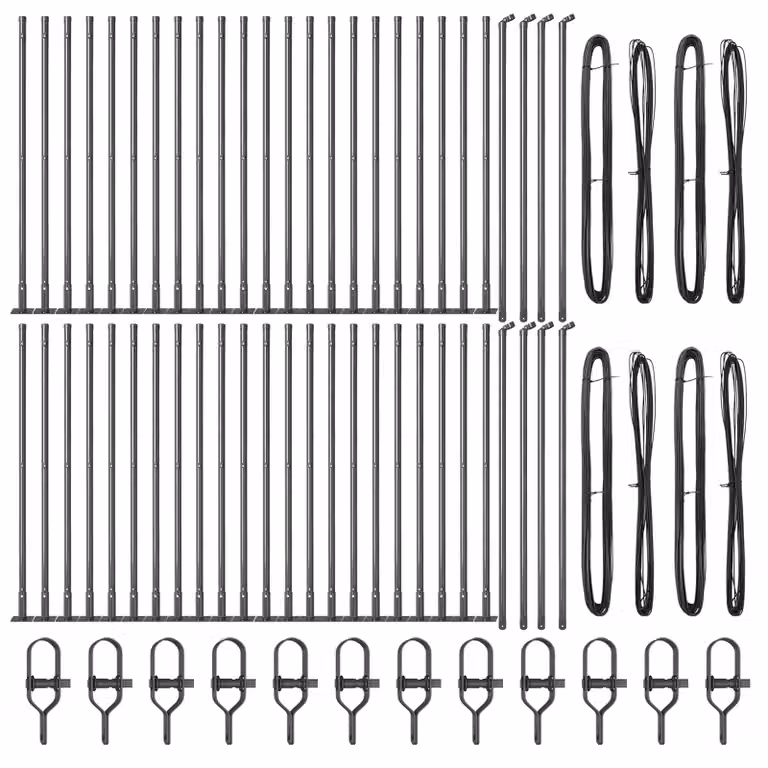 Berkfield Home Set of 52 Grey Concrete Square Fence Posts, W/D/H: 3.2 x 3.2 x 70 cm