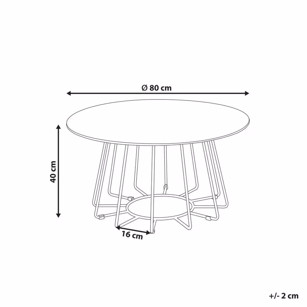 Wyld and Coco Round Marble Effect Coffee Table with Black Tempered Glass, Diameter: 80 cm – 4