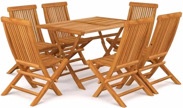 Berkfield Home 7 Piece Solid Teak Wood Garden Dining Set in Brown – 1