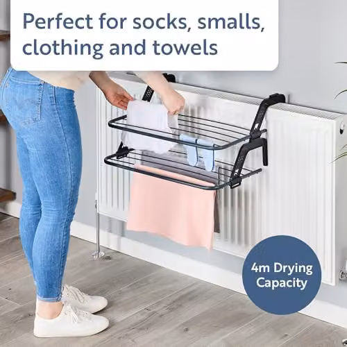 Minky SureGrip Radiator Airer with Adjustable Wing Arms in Grey and Black – 2