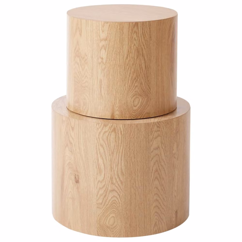 Wyld and Coco Set of 2 Round Brown Wood Coffee Tables with Nested Tops – 3
