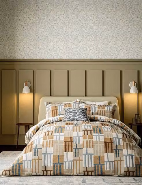 Harlequin Monolith Graphic Cotton Bedding Set, Multicolour, W: 140 cm, L: 200 cm