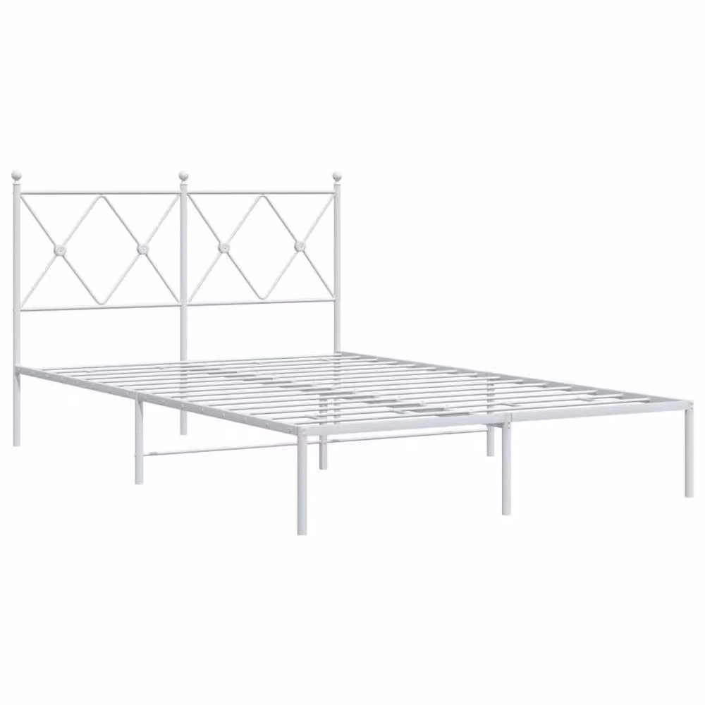 Berkfield Home Metal Bed Frame with Headboard, White, W/D/H: 120 x 200 cm – 3